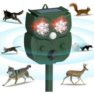 Animal Repeller, Solar Waterproof Motion Detection LED Flash Light Ultrasonic, To Keep Dogs Fox Raccoon Rabbit Squirrels Coyote Cat Deterrent Away