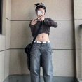 thumbnail image 4 of Ins style spicy girl high-end jeans star women's belt trendy american retro personality Waist Pants., 4 of 5