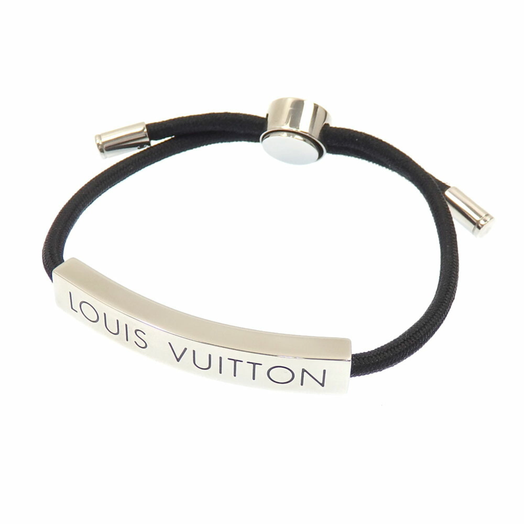 Used Louis Vuitton Bracelet Brasserie LV Space Metal Nylon M00273 Noir  Black Women's Men's 