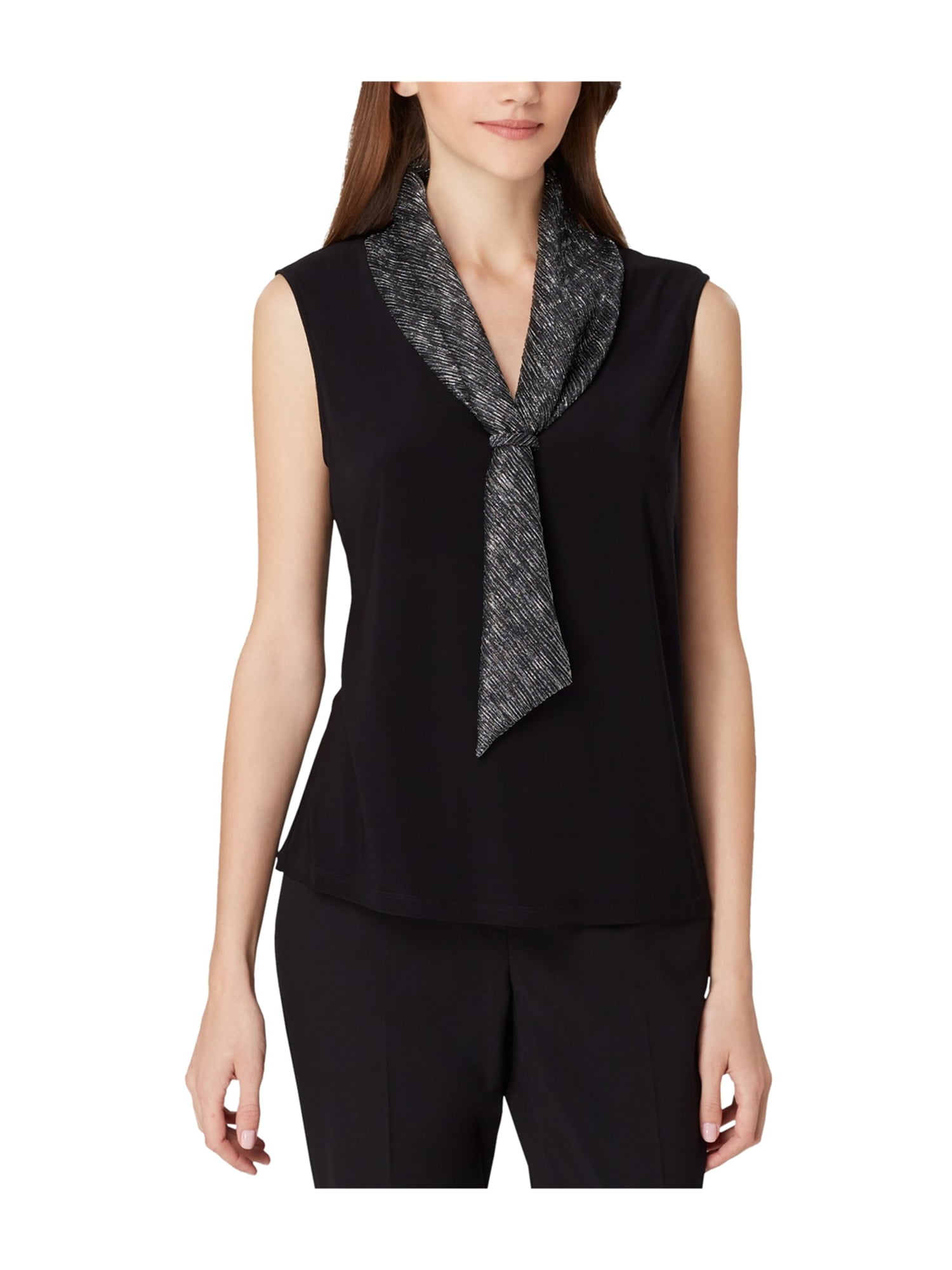 Tahari Womens Metallic Sleeveless Blouse Top black M Walmart Canada
