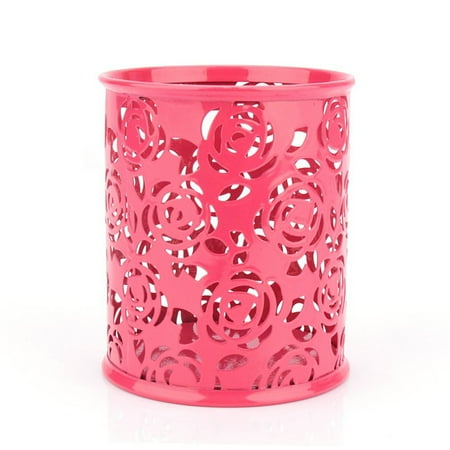 Draft Deck Box Yosoo Pen Holder Container,Office Desk Hollow Rose Flower Pattern Pen Pencil Pot Holder Container Organizer(Red) ()