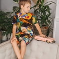 thumbnail image 4 of Fotbe Abstract Musical Faces Pijama Estampada de 2 Piezas para Niños – Ropa de Dormir de Manga Corta Cómoda para Niños y Niñas, Camiseta y Shorts de Algodón-Medium, 4 of 6