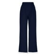 thumbnail image 5 of Linen Pants for Women with Pockets Ankle Length Summer Beach Casual Trousers Hollow-out Deisgn Lightweight Pants (S, Navy), 5 of 6
