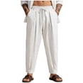 thumbnail image 2 of Blmnix Lightweight Pants Trousers for Men Baggy Palazzo Linen Pants Low Waisted Pant Cropped White Taper Mens Casual Pants,XXL, 2 of 6