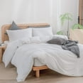 thumbnail image 4 of BESTOUCH Duvet Cover Set Queen 100% Washed Cotton Linen Feel Soft Chic Lightweight 3Pcs (Bright White, 90"x90"), 4 of 8