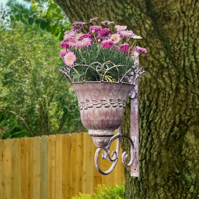 Maceta de hierro para colgar en la pared, versátil, ideal como regalo de cumpleaños, para porche, interior, jardín o patio.