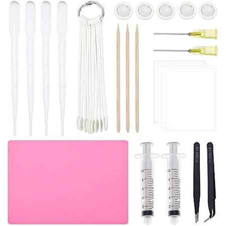 47pcs Epoxy Resin Jewelry Making Kits Resin Making Tools Includes Mats Protective Films Needle Dispense