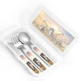 thumbnail image 4 of Kdxio Vintage Wildlife Protection Toddler Utensils Set - Kids Silverware Set, Set Kids Utensils Set with Case for Preschooler Children, 4 of 8