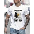thumbnail image 1 of Camiseta creativa para hombre con estampado gráfico de águila "Don't Run", informal, de manga corta y cuello redondo, ligeramente elástica, ideal para verano y actividades al aire libre., 1 of 8