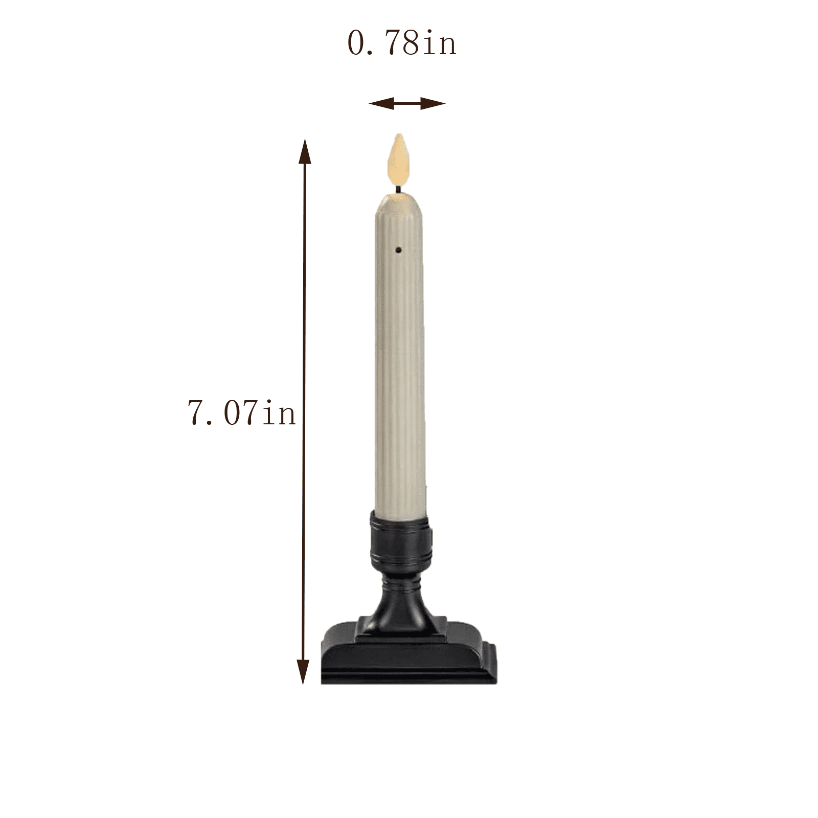 6 Pack 7Inch Battery Operated LED Window Candle, Flameless Candlesticks with Suction Cups, Dusk to Dawn Light Sensor, Black Plastic Base, Amber Flicker Flame