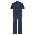 thumbnail image 6 of Dazajoo Women's Summer 2 Piece Outfits Short Sleeve V Neck Wide Leg Pants Suits Side Button Solid Business Matching Sets,Navy,XXL, 6 of 7