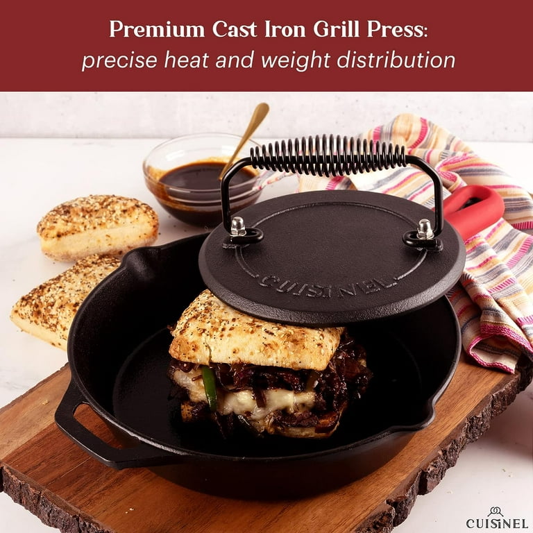 Round Seasoned Cast Iron Grill Press | Lodge Cast Iron