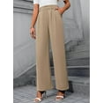 thumbnail image 6 of Wide Leg Stretchy Work Pants Women Pull on Dress Pants High Waisted Business Casual Trousers Slacks Khaki L, 6 of 9
