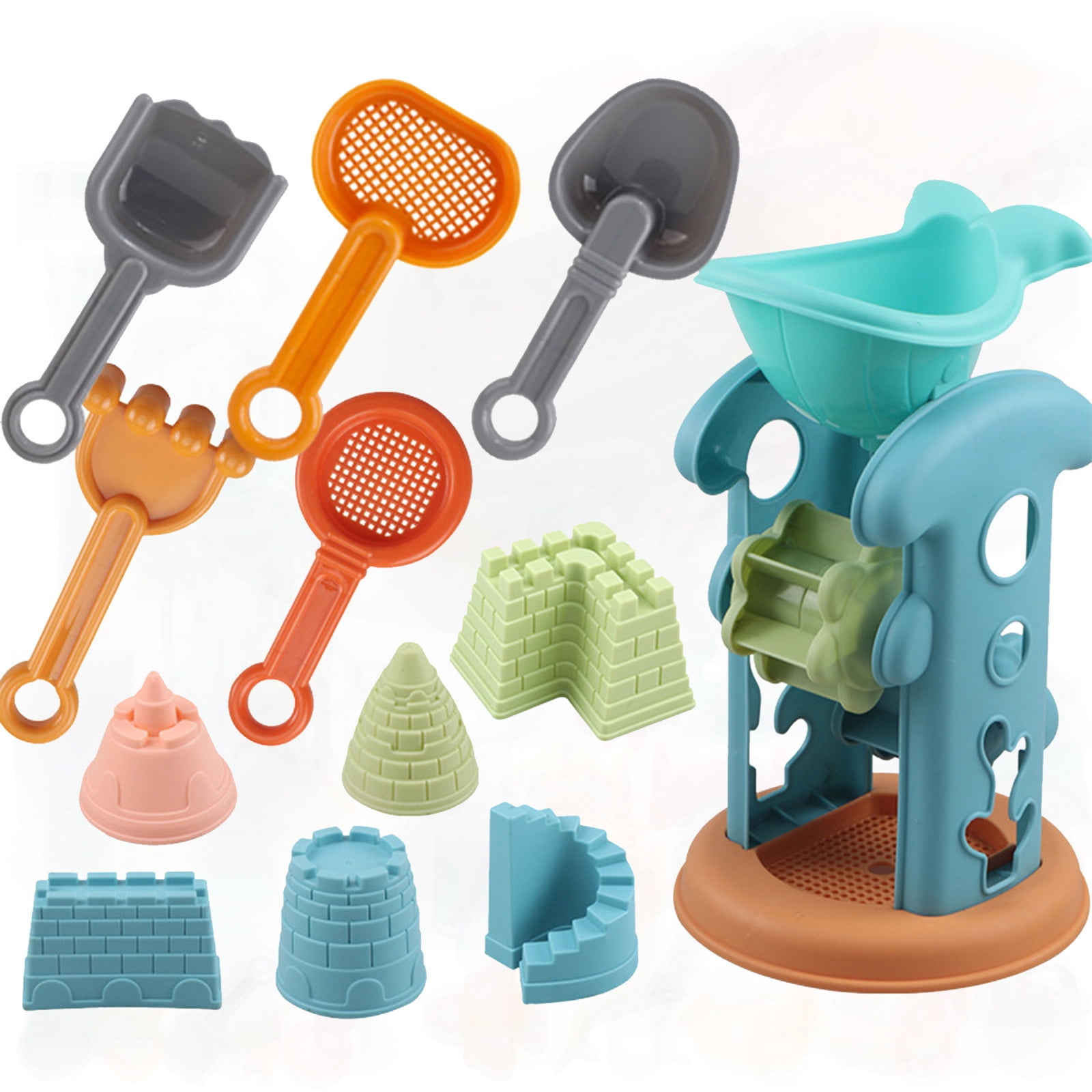 Kit De Castillo De Arena Con Cubo Plegable, Pala, Rastrillo Y Moldes, Juguete De Playa Creativo Para Niños De 3+ Años, Multicolor