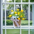 thumbnail image 4 of Door Hanger Basket Wreath with Artificial Flowers, Spring Summer Fake Flowers Hanging Baskets Wreaths for Front Door Porch, Farmhouse, Home Decor (Lemon), 4 of 12