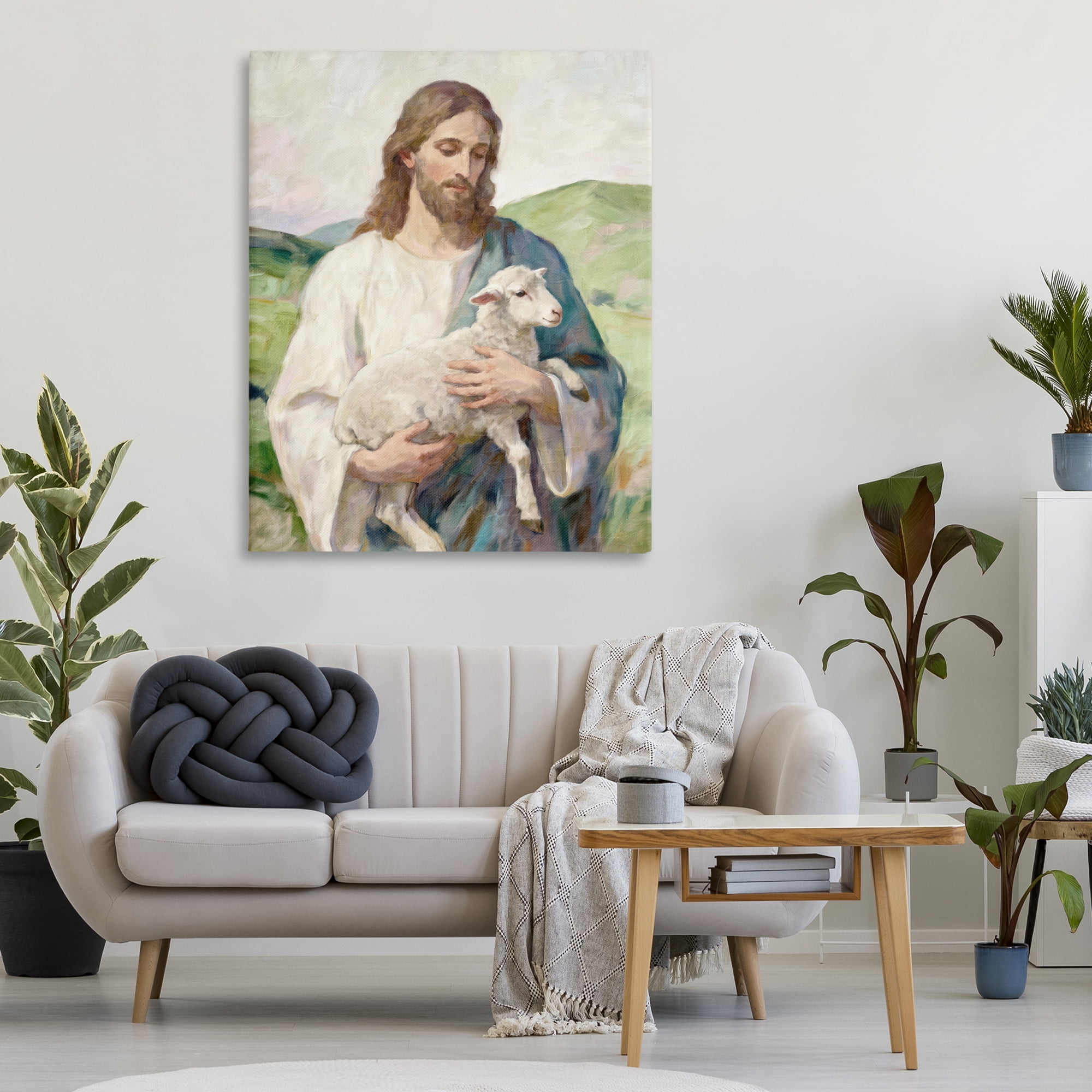 Stupell Industries Little Lamb & Spiritual Figure Canvas Wall Art, design by Kim Allen