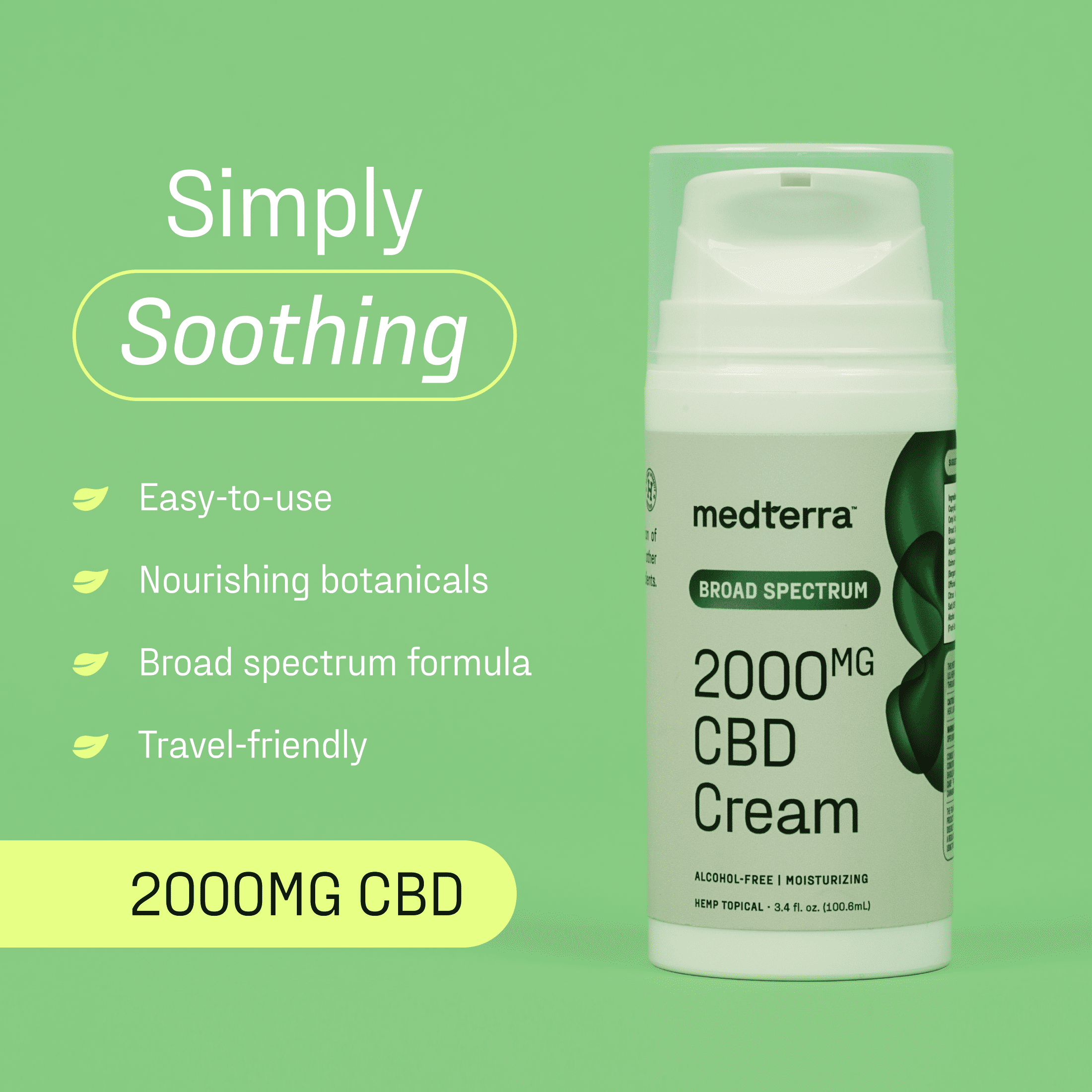 Medterra CBD Broad Spectrum 2000mg CBD Cream, 3.4 fl oz