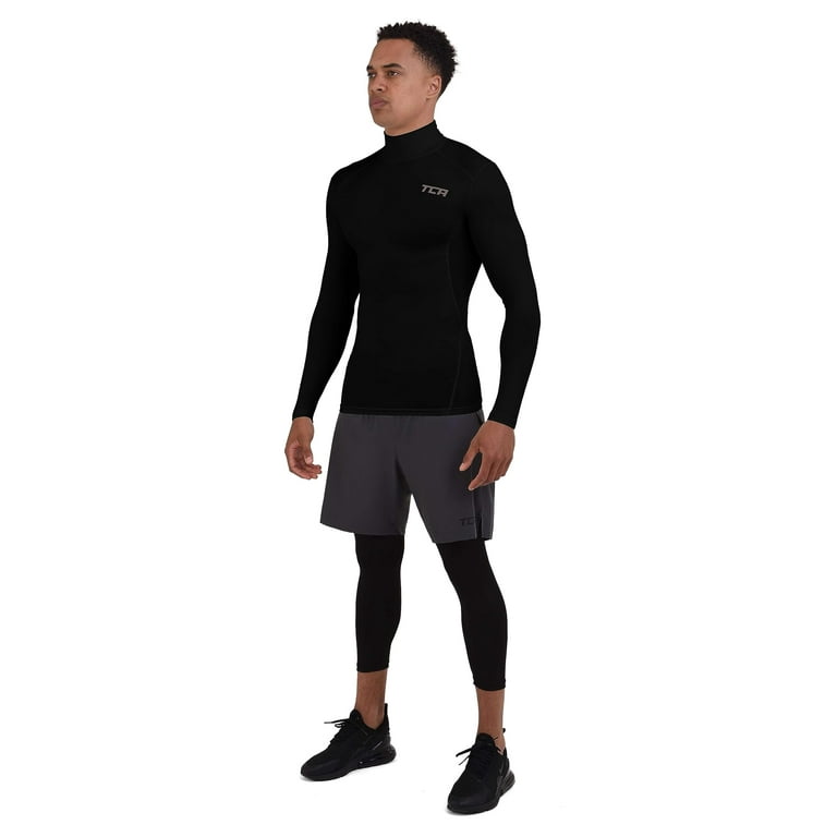 TCA Men s HyperFusion Compression Base Layer Top Long Sleeve Under Shirt Mock Neck Black Small
