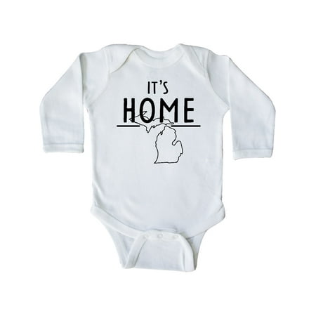 

Inktastic It s Home- State of Michigan Outline Gift Baby Boy or Baby Girl Long Sleeve Bodysuit