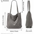 thumbnail image 2 of Bolso de pana con cremallera, impermeable, para mujer, con bolsillos y compartimentos, de gran capacidad, para el hombro., 2 of 5