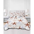 thumbnail image 2 of Twin Quilt Bedding Set, Ocean Red Starfish Reversible Summer Quilt 3 Pieces, Summer Coastal Beach Lightweight Bedspreads Coverlets with 2 Pillow Shams for All Seasons, 2 of 5