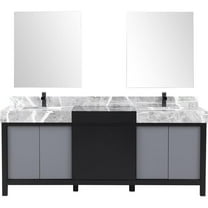 Lexora Home Zilara 80" Double Marble Top Bathroom Vanity with Mirror and Faucet