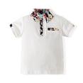 thumbnail image 3 of LYMAYTER 2-8Y Toddler Baby Boys Short Sleeve Lapel Shirt Elastic Waist Shorts 2PCS Floral Gentleman Suits Kids Summer Hawaiian Shorts Sets, 3 of 9