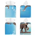 thumbnail image 2 of Sikiie Elephant Giraffe Leather Tissue Box Cover Square, tissue box holder, Tissue Box with Bottom Belt-5.2”x5.2”x5.2”, 2 of 7