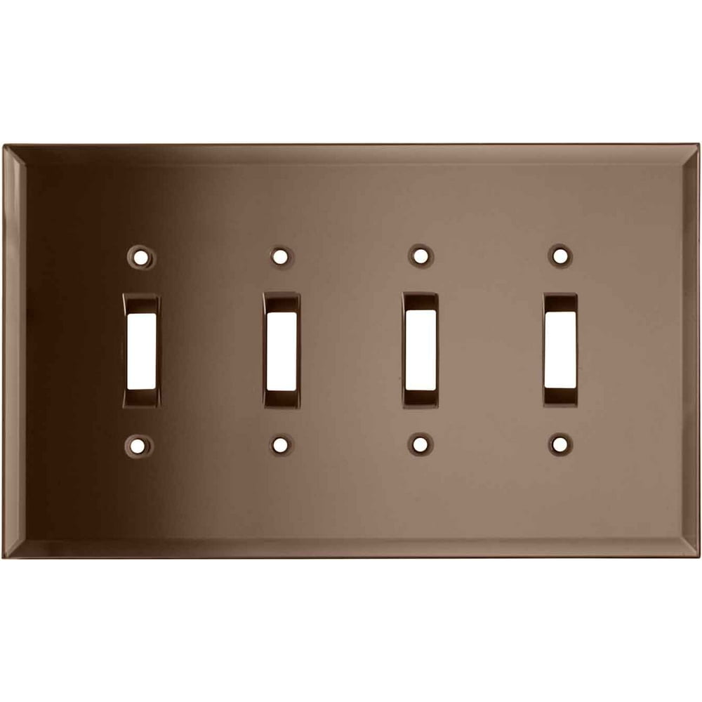 Glass Mirror Peach 4 Toggle Light Switch Covers