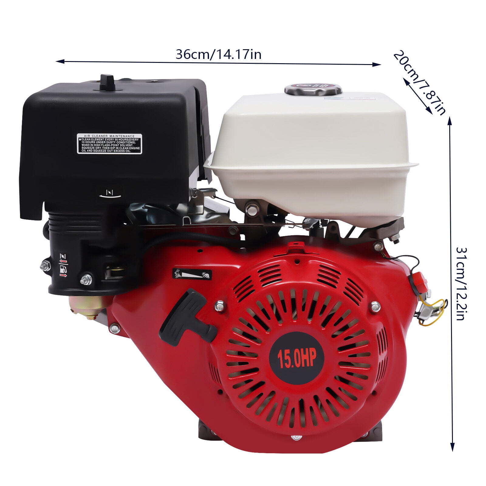 Fichiouy 4 Stroke 15HP Gas Engine Motor Power 420CC OHV TCI Gasoline Motor Recoil Pull Air Cool