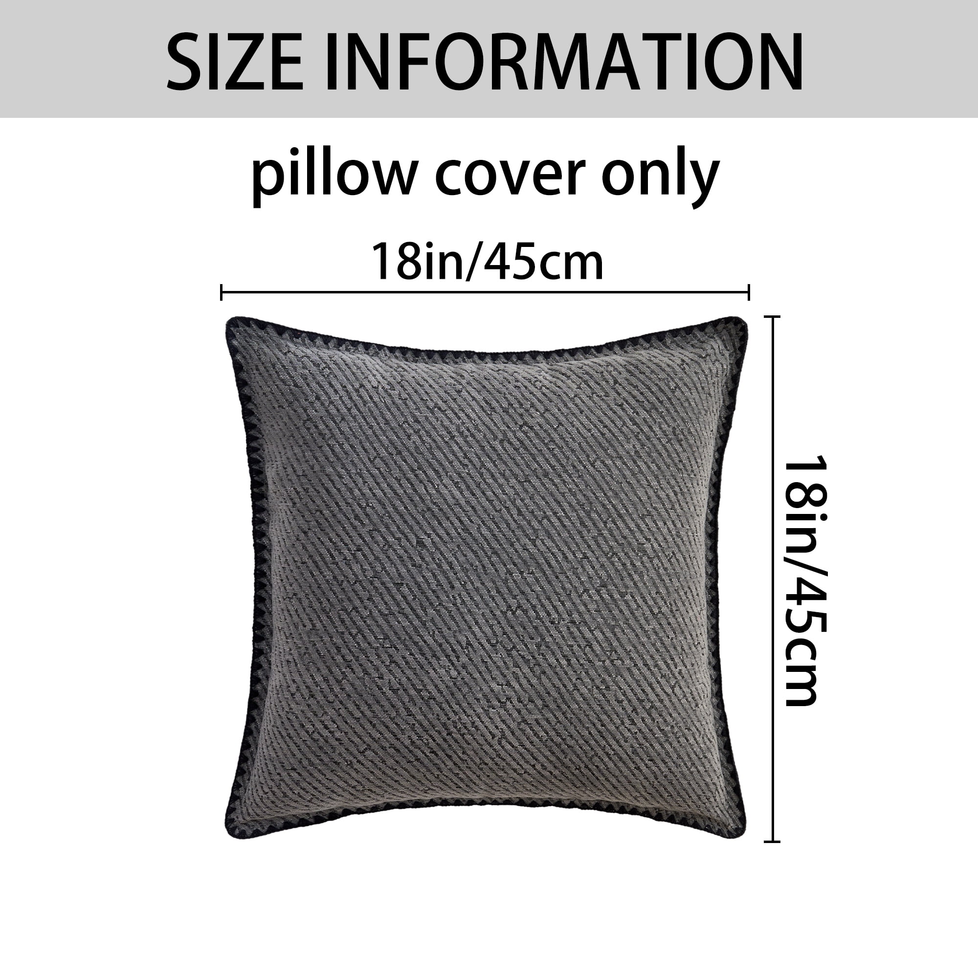 Unique Bargains 2 Pcs Soft Chenille Pillowcase Grey 18" x 18"