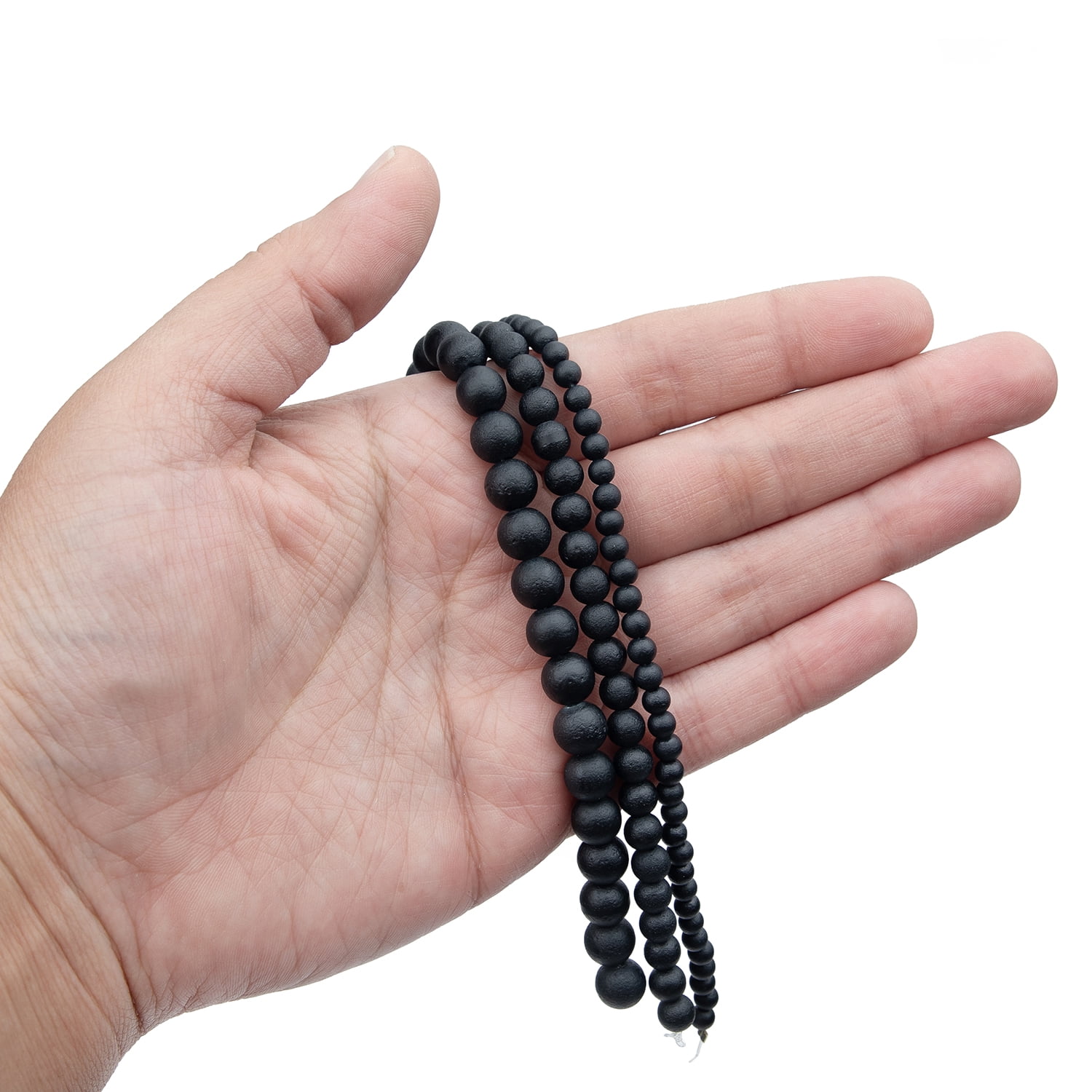 (2 pack) Cousin DIY 3-Strand Matte Black Round Glass Beads 4/6/8 mm, 99 Piece, Adult, Model 69995844