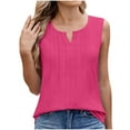 thumbnail image 3 of Women's Summer V Neck Sleeveless Loose Fit Tops Shirts Blouses Solid Color Chiffon Casual Daily Wear Business Office Vacation Beach Outfits Fashion Essential Gift for Women, 3 of 9