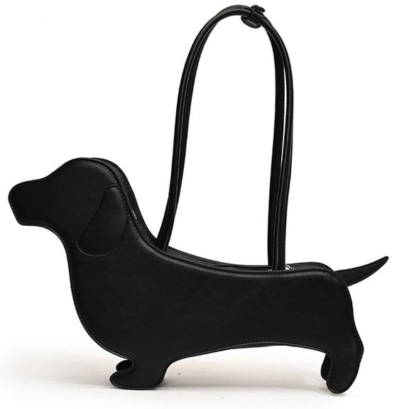 Jiibva Cartoon Dog Shaped Shoulder Bag Unique Dachshund Design Underarm Bag PU Leather Purse Handbag for Women and