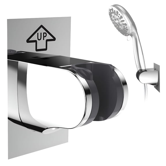 HIBIBUD 2026 New Strong Adhesive Shower Head Holder,Adjustable Wall Mounted Handheld Shower Head Holder,Chrome Finish