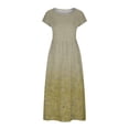 thumbnail image 4 of CHOK Robe pour Femme Grande Taille Décontractée à Manches Courtes, Col Rond, Coupe Ample, Robe d'Été Unie en Lin, Midi Ample et Confortable avec Poches, 4 of 5