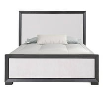 Kizie King Size Bed, Modern Upholstered Black and White Solid Wood