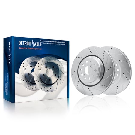 Detroit Axle - Front Brake Rotors for 2007-2017 Lexus LS460 2018-2025 LS500 LS500h 2008-2016 LS600h, Front Drilled and Slotted Disc Brake Rotors Replacement: 14.06" inch Rotor
