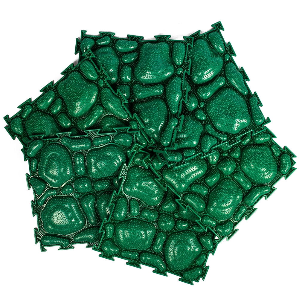 Ortodon Moss Module Sensory Mat with Squeakers 6 Pieces Orthopedic Puzzle Mats for Foot Massage Game Mat Massage Sensory Mat Puzzle Floor Mat, Green