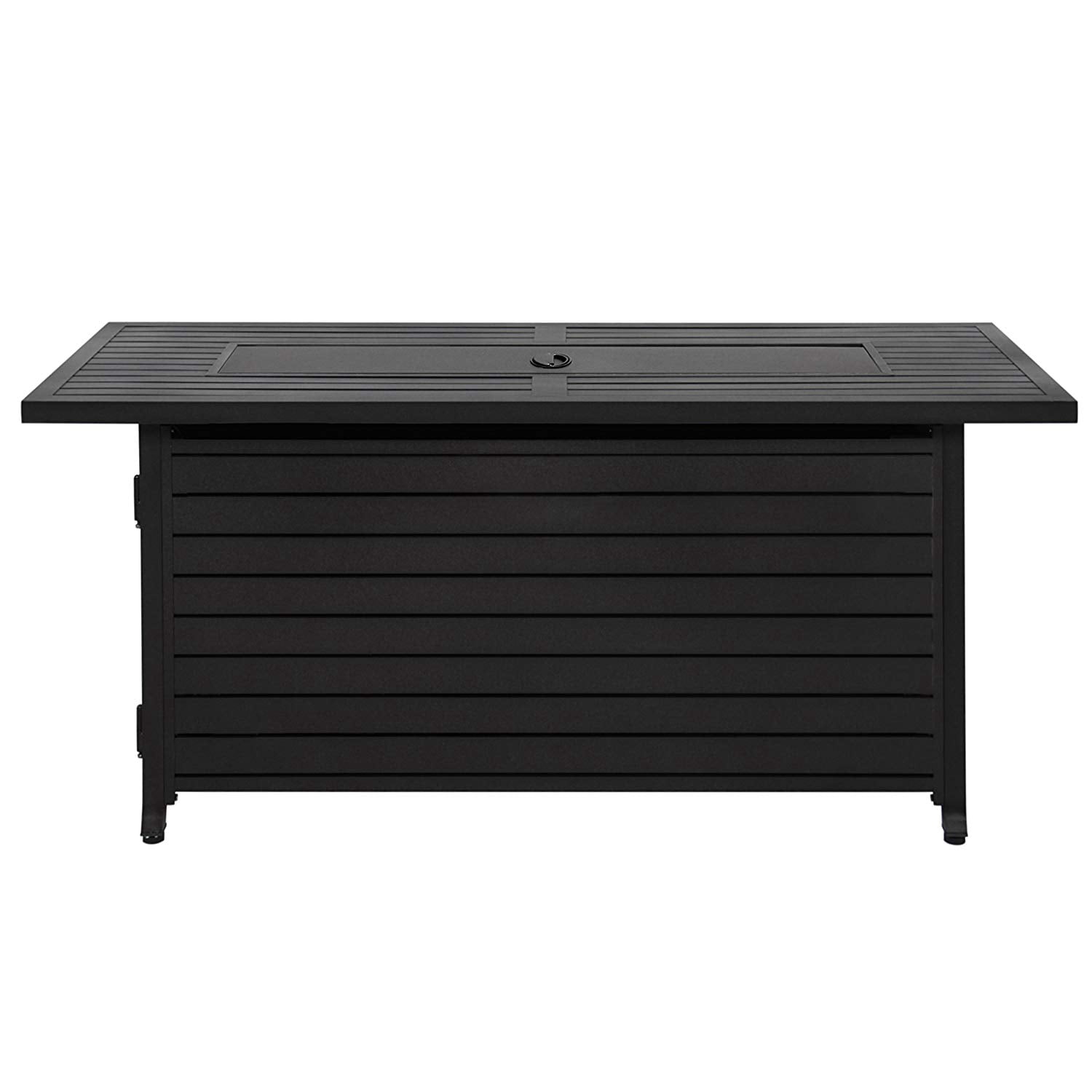 AZ Patio Heaters Outdoor Rectangle Fire Pit in Black Mocha with Wind Screen