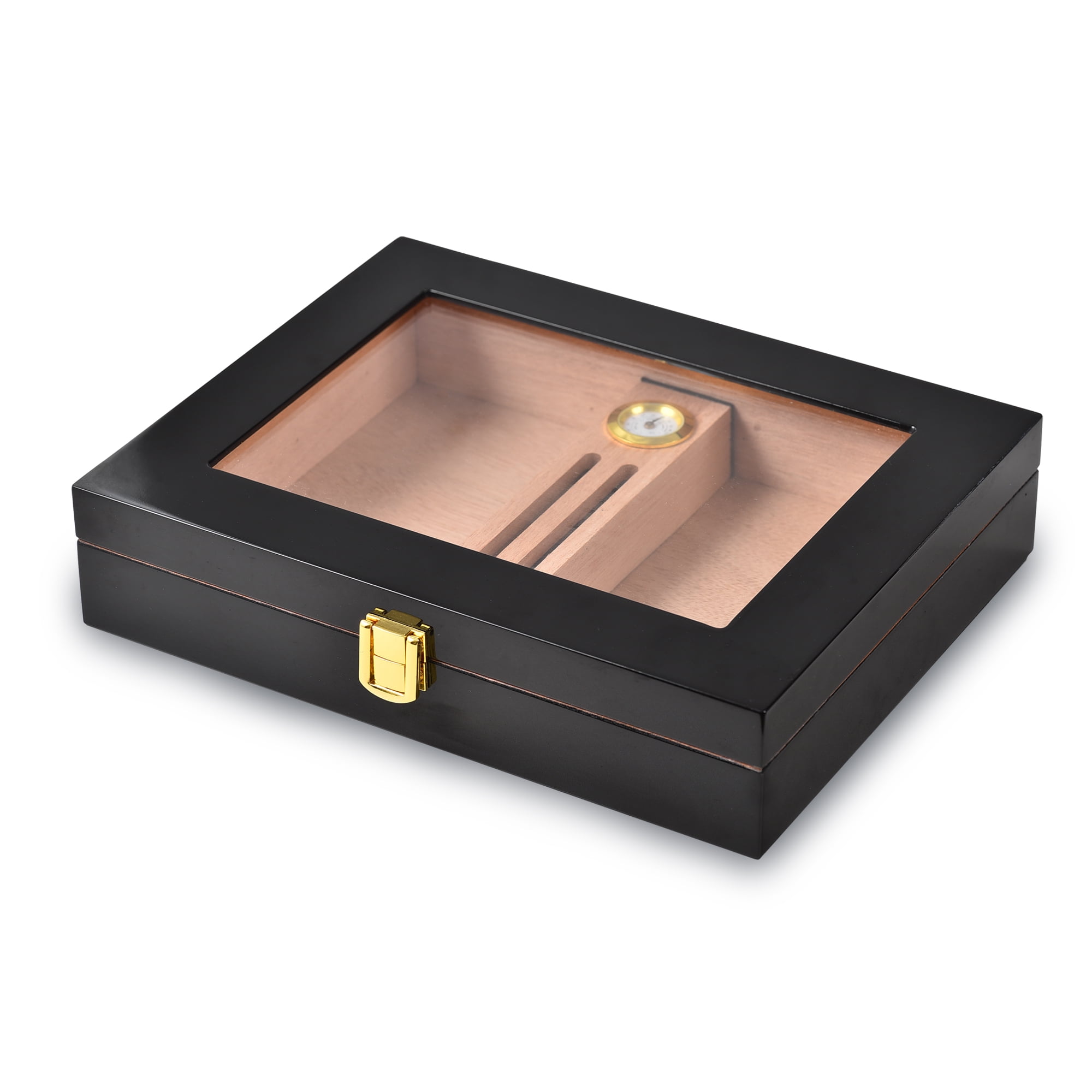 Handmade Cigar Humidor, Cedar Wood Cigar Desktop Box with Humidifier