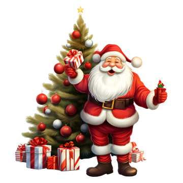 SkyOlla Santa Claus Merry Christmas Tree Wall Sticker – Festive Vinyl Decal for Bedroom, Living Room, Home & Shop – Self Adhesive Waterproof | Pack of 2