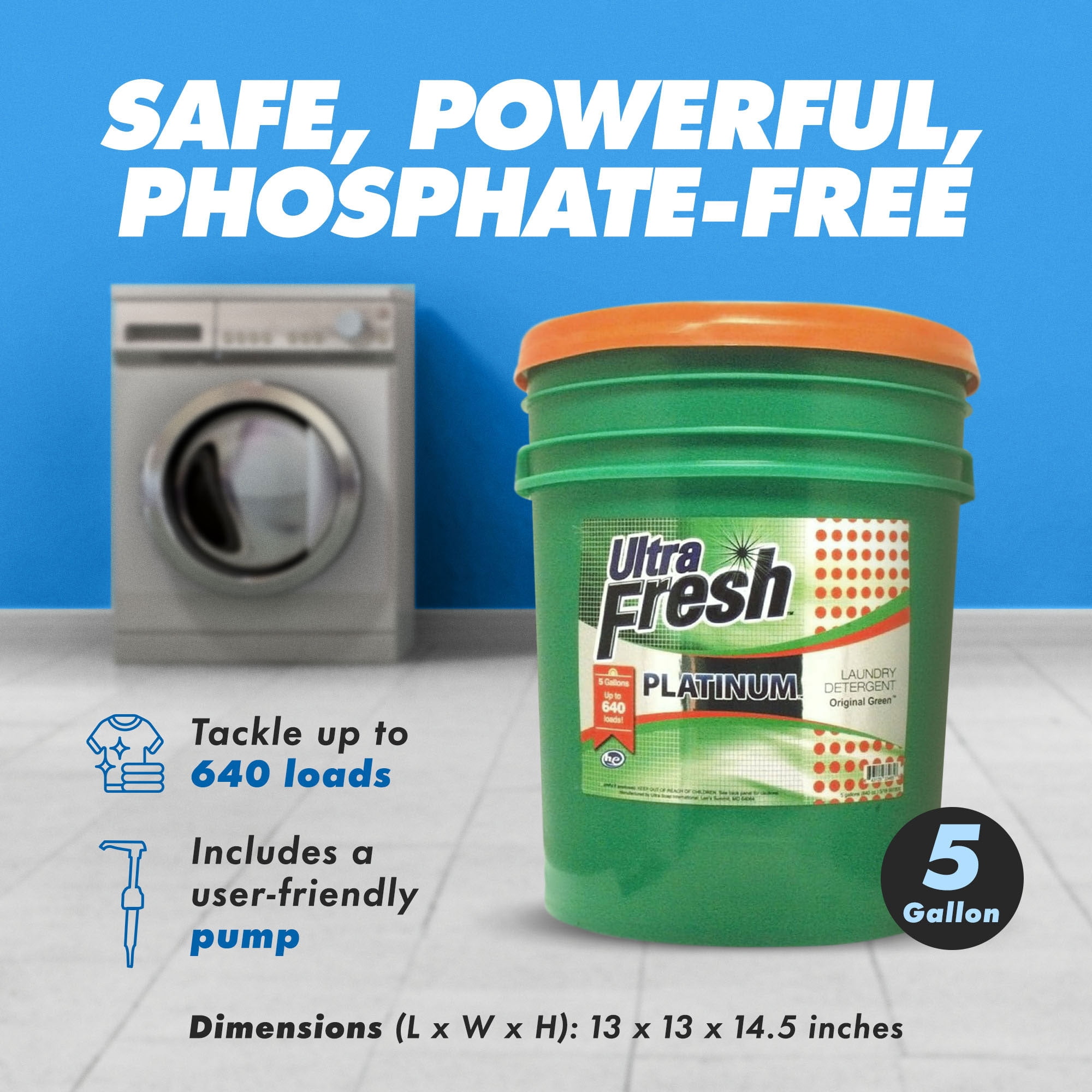 Ultra Fresh 3X Platinum Laundry Detergent Liquid, Original Green (2 Pack)
