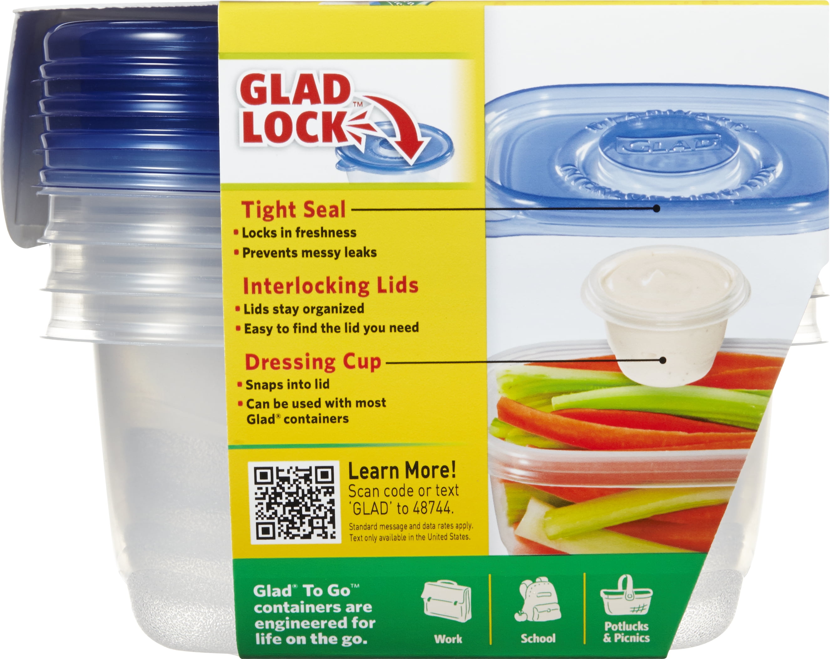 Glad Containers & Lids, To Go, Snack, Cups, Lids & Straws