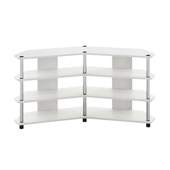 White 4-Tier Corner TV Stand for TVs up to 55 inches with easy assembly