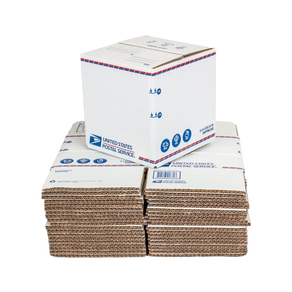 USPS Brand Recycled Shipping Boxes, Adjustable Height, 8L x 8W x 8H