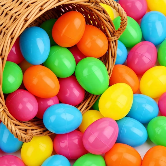 Plastic Easter Egg Set, 48 Count Solid Color Fillable Eggs for Egg Hunts, Classroom Activities, Spring Party Favors, And Holiday Decor, Multicolor