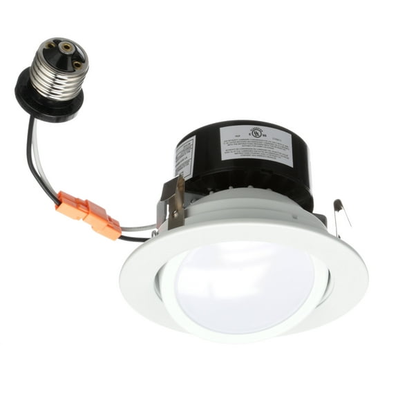 Nicor Lighting DLG4-10-120-3K-WH D-Series 4 inch 3000 K Dimmable LED Adjustable Gimbal Downlight Kit - White