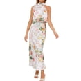 thumbnail image 1 of Vestido Maxi de Satén sin Mangas con Cuello Simulado Blanco PRETTYGARDEN Talla L, 1 of 5