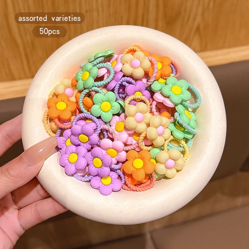 50 colorful random cute small rubber band headband hair accessories suitable for daily use
